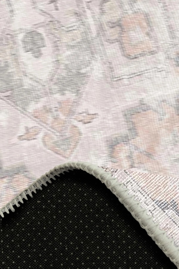 Aline Desenli Pamuk Tabanlı Yıkanabilen Kaymaz Antibakteriyel Şönil Salon Halısı