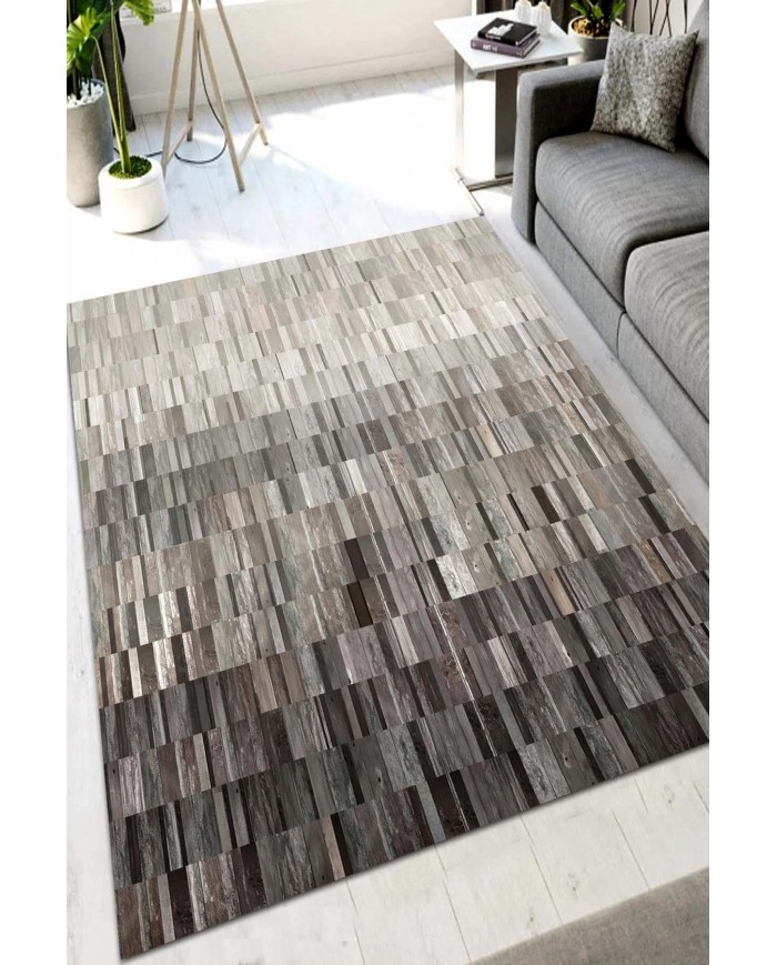 Aliya Desenli Pamuk Tabanlı Yıkanabilen Kaymaz Antibakteriyel Şönil Salon Halısı