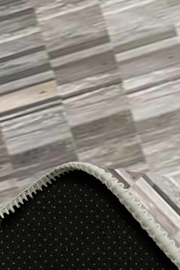 Aliya Desenli Pamuk Tabanlı Yıkanabilen Kaymaz Antibakteriyel Şönil Salon Halısı