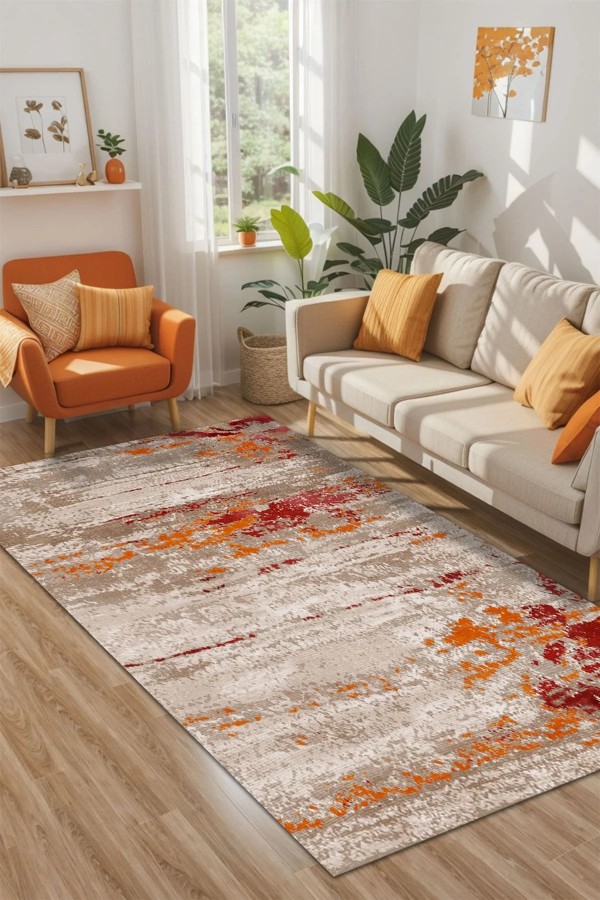 Laura Kadife Yıkanabilir Kaymaz Pamuk Tabanlı Antibakteriyel Salon Halısı