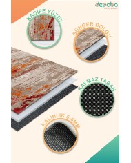 Laura Kadife Yıkanabilir Kaymaz Pamuk Tabanlı Antibakteriyel Salon Halısı