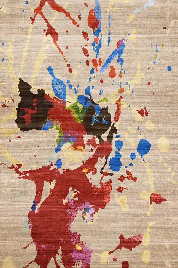 Anemon Desenli Pamuk Tabanlı Yıkanabilen Kaymaz Antibakteriyel Şönil Salon Halısı