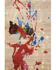 Anemon Desenli Pamuk Tabanlı Yıkanabilen Kaymaz Antibakteriyel Şönil Salon Halısı