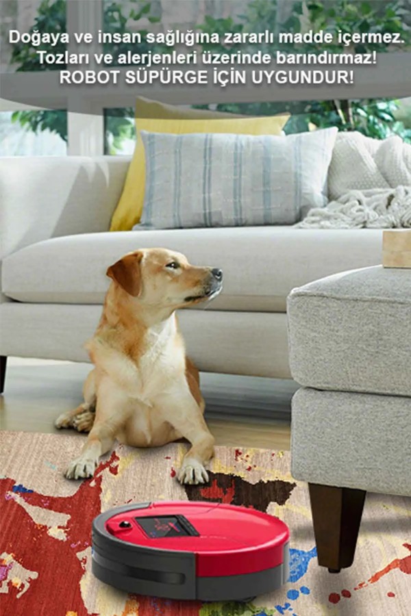 Anemon Desenli Pamuk Tabanlı Yıkanabilen Kaymaz Antibakteriyel Şönil Salon Halısı