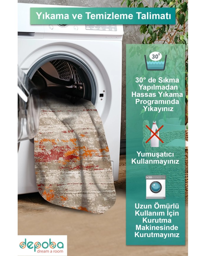 Laura Kadife Yıkanabilir Kaymaz Pamuk Tabanlı Antibakteriyel Salon Halısı