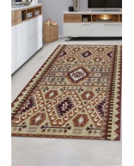 Araceli Desenli Pamuk Tabanlı Yıkanabilen Kaymaz Antibakteriyel Şönil Salon Halısı