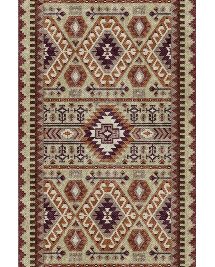 Araceli Desenli Pamuk Tabanlı Yıkanabilen Kaymaz Antibakteriyel Şönil Salon Halısı