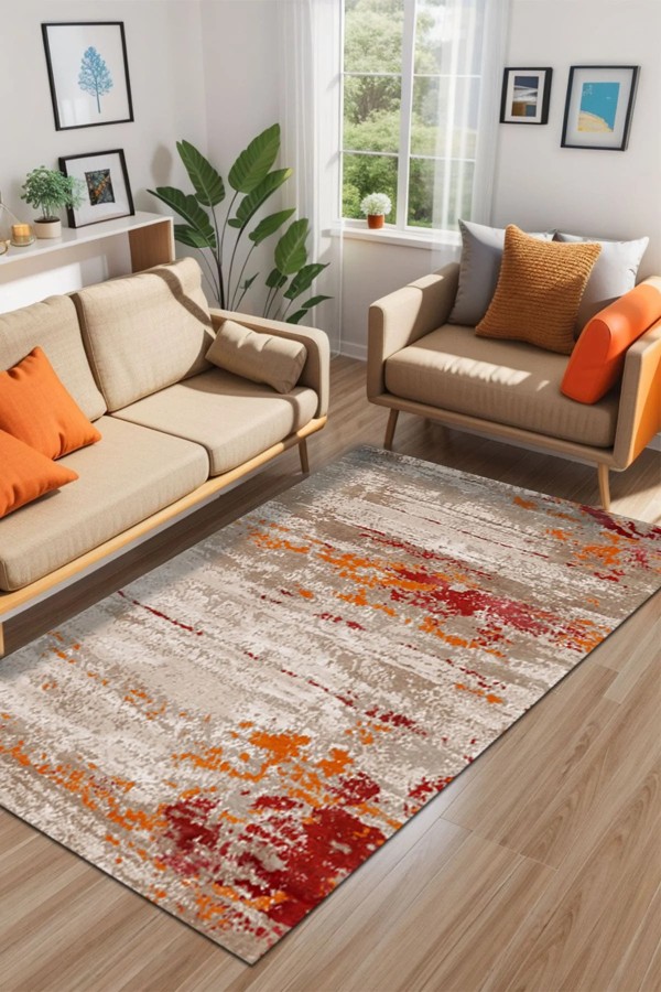 Laura Kadife Yıkanabilir Kaymaz Pamuk Tabanlı Antibakteriyel Salon Halısı