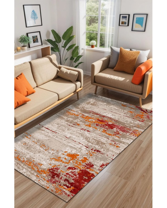 Laura Kadife Yıkanabilir Kaymaz Pamuk Tabanlı Antibakteriyel Salon Halısı