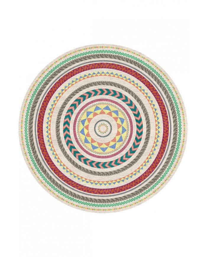 Arane Pamuk Tabanlı Yıkanabilen Kaymaz Antibakteriyel Şönil Yuvarlak Halı