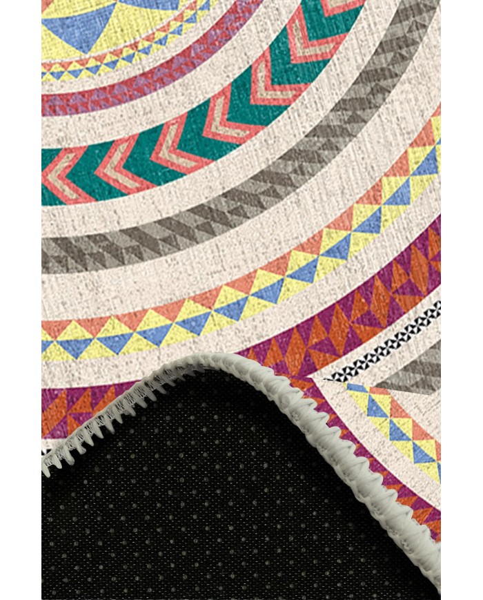 Arane Pamuk Tabanlı Yıkanabilen Kaymaz Antibakteriyel Şönil Yuvarlak Halı