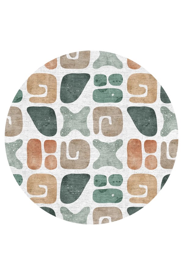 Arone Pamuk Tabanlı Yıkanabilen Kaymaz Antibakteriyel Şönil Yuvarlak Halı