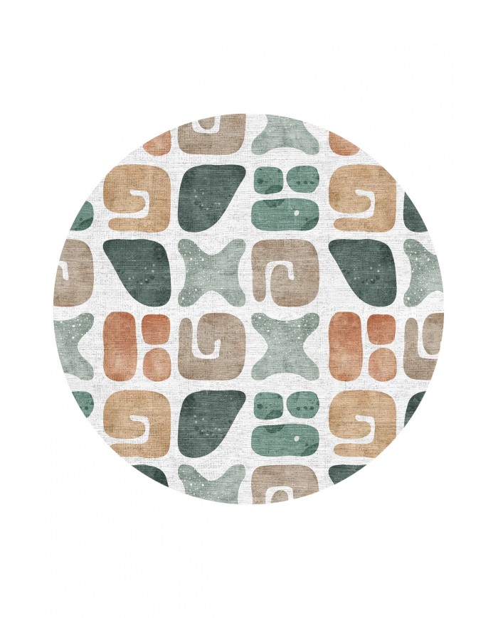 Arone Pamuk Tabanlı Yıkanabilen Kaymaz Antibakteriyel Şönil Yuvarlak Halı