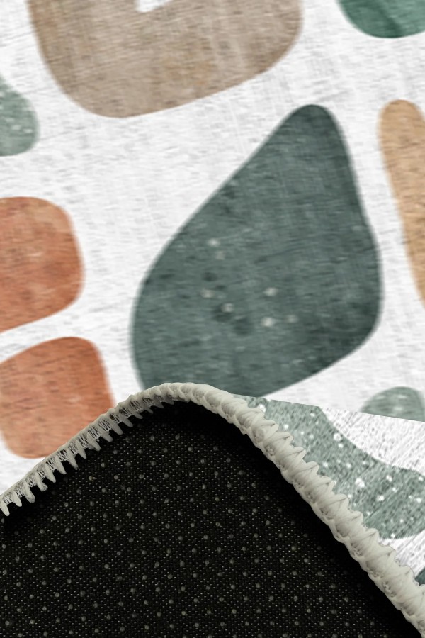 Arone Pamuk Tabanlı Yıkanabilen Kaymaz Antibakteriyel Şönil Yuvarlak Halı