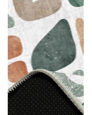 Arone Pamuk Tabanlı Yıkanabilen Kaymaz Antibakteriyel Şönil Yuvarlak Halı