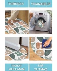 Arone Pamuk Tabanlı Yıkanabilen Kaymaz Antibakteriyel Şönil Yuvarlak Halı