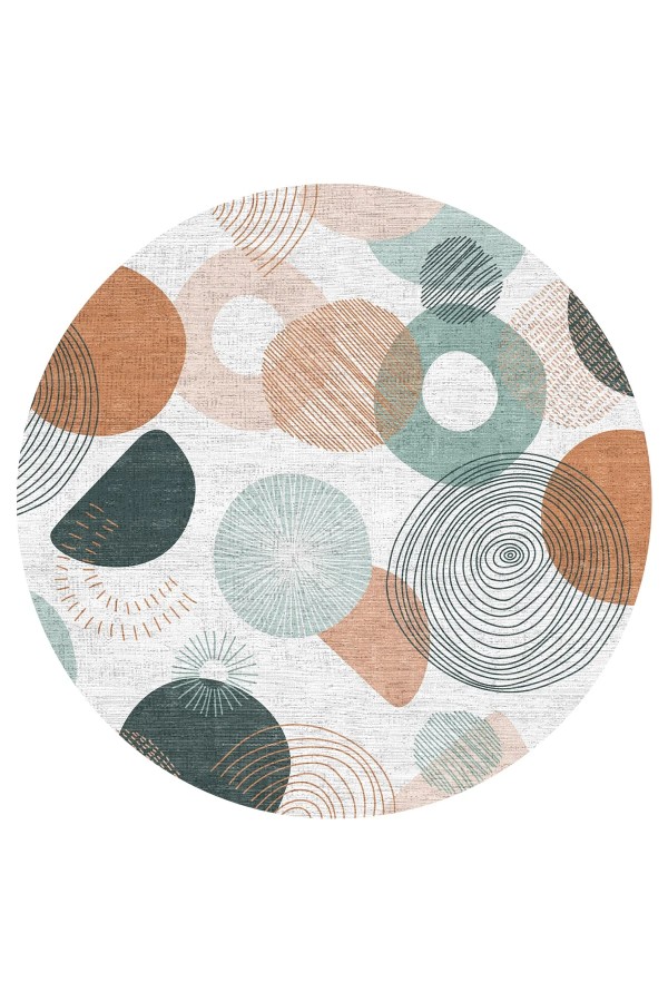 Arpes Pamuk Tabanlı Yıkanabilen Kaymaz Antibakteriyel Şönil Yuvarlak Halı