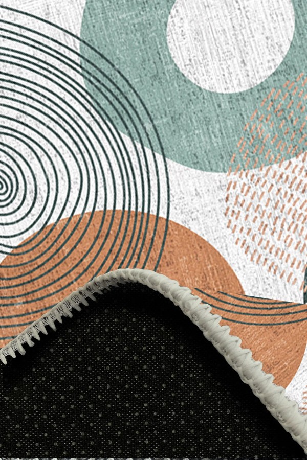 Arpes Pamuk Tabanlı Yıkanabilen Kaymaz Antibakteriyel Şönil Yuvarlak Halı