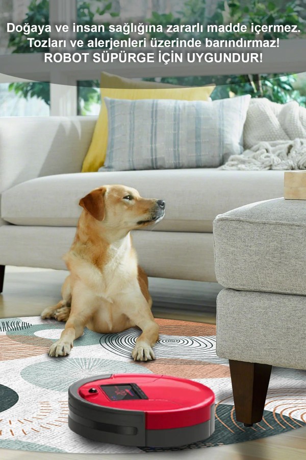 Arpes Pamuk Tabanlı Yıkanabilen Kaymaz Antibakteriyel Şönil Yuvarlak Halı