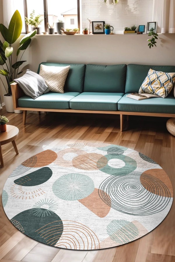 Arpes Pamuk Tabanlı Yıkanabilen Kaymaz Antibakteriyel Şönil Yuvarlak Halı Arpes Pamuk Tabanlı Yıkanabilen Kaymaz Antibakteriyel Şönil Yuvarlak Halı