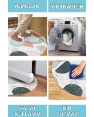 Arpes Pamuk Tabanlı Yıkanabilen Kaymaz Antibakteriyel Şönil Yuvarlak Halı