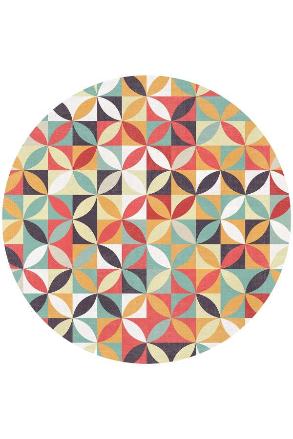 Arya Pamuk Tabanlı Yıkanabilen Kaymaz Antibakteriyel Şönil Yuvarlak Halı