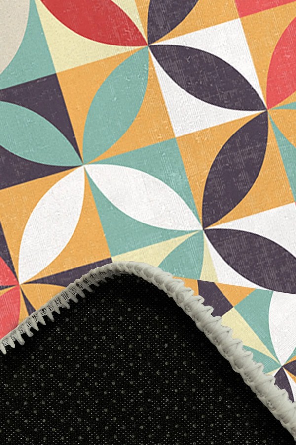 Arya Pamuk Tabanlı Yıkanabilen Kaymaz Antibakteriyel Şönil Yuvarlak Halı