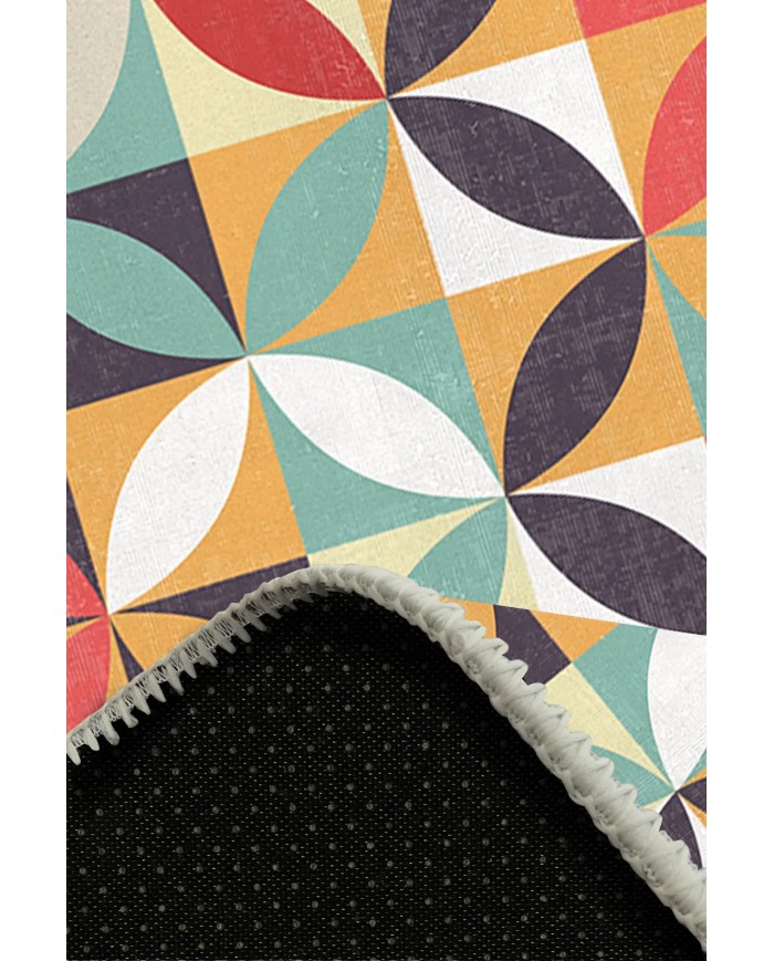 Arya Pamuk Tabanlı Yıkanabilen Kaymaz Antibakteriyel Şönil Yuvarlak Halı