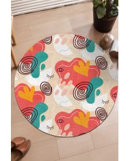 Aseta Pamuk Tabanlı Yıkanabilen Kaymaz Antibakteriyel Şönil Yuvarlak Halı