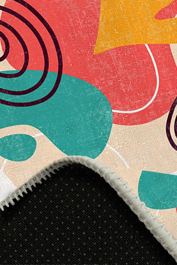 Aseta Pamuk Tabanlı Yıkanabilen Kaymaz Antibakteriyel Şönil Yuvarlak Halı