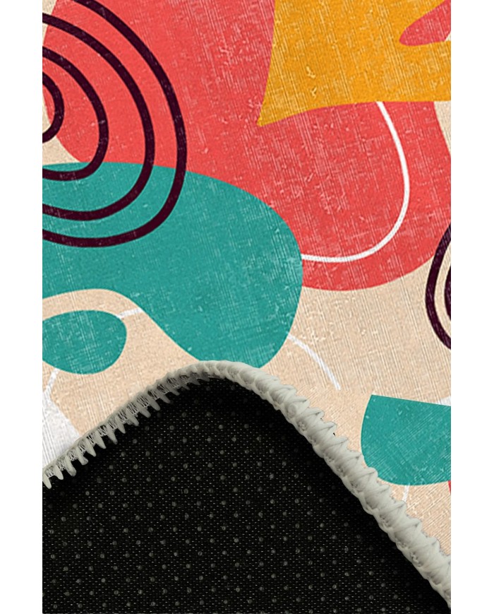 Aseta Pamuk Tabanlı Yıkanabilen Kaymaz Antibakteriyel Şönil Yuvarlak Halı