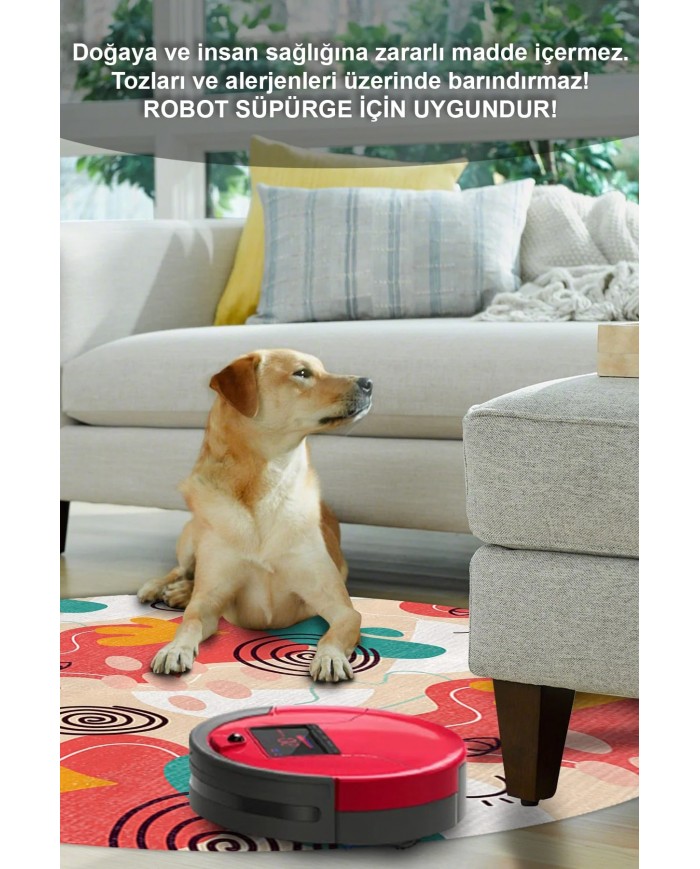 Aseta Pamuk Tabanlı Yıkanabilen Kaymaz Antibakteriyel Şönil Yuvarlak Halı