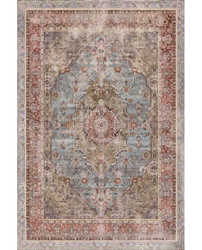 Avlin Elit Desenli Pamuk Tabanlı Yıkanabilen Kaydırmaz Antibakteriyel Şönil Salon Halısı