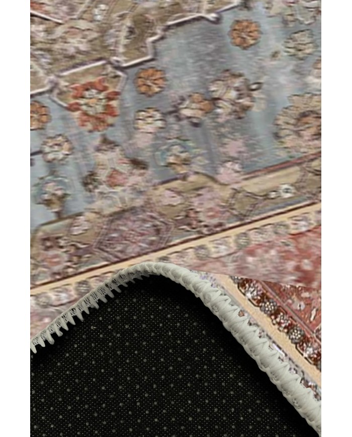 Avlin Elit Desenli Pamuk Tabanlı Yıkanabilen Kaydırmaz Antibakteriyel Şönil Salon Halısı