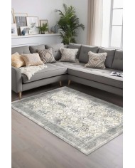 Aylaza Desenli Pamuk Tabanlı Yıkanabilen Kaymaz Antibakteriyel Şönil Salon Halısı