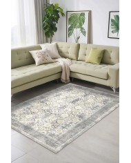 Aylaza Desenli Pamuk Tabanlı Yıkanabilen Kaymaz Antibakteriyel Şönil Salon Halısı