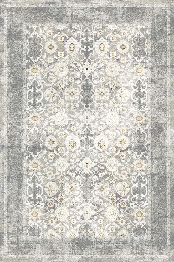 Aylaza Desenli Pamuk Tabanlı Yıkanabilen Kaymaz Antibakteriyel Şönil Salon Halısı