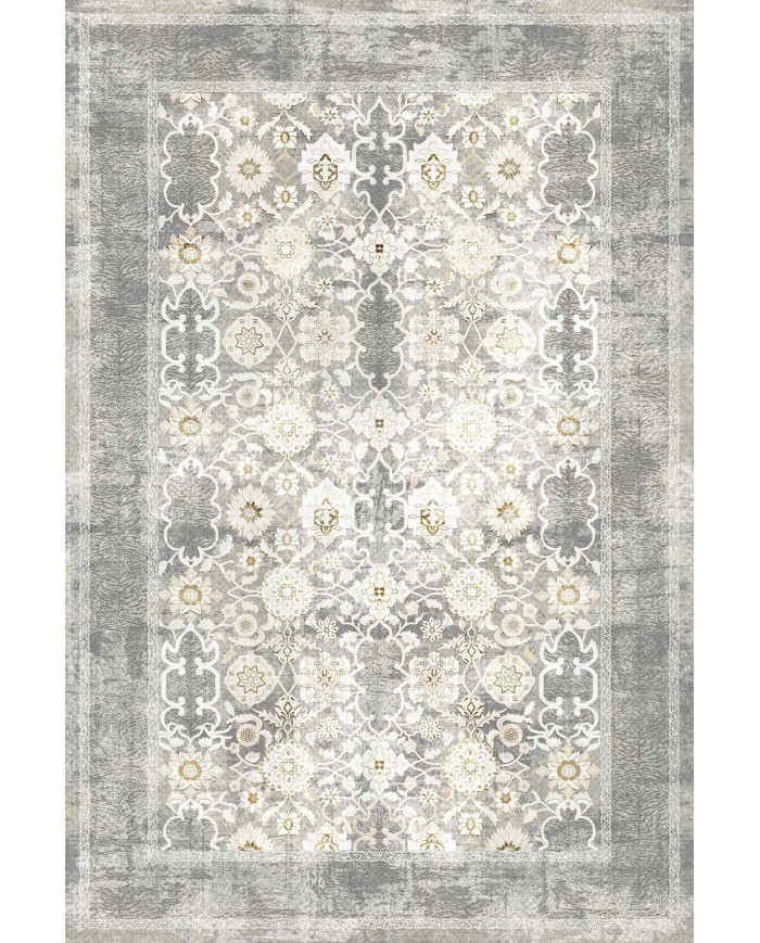 Aylaza Desenli Pamuk Tabanlı Yıkanabilen Kaymaz Antibakteriyel Şönil Salon Halısı