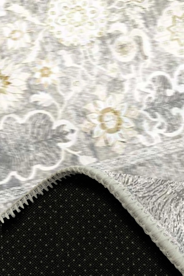 Aylaza Desenli Pamuk Tabanlı Yıkanabilen Kaymaz Antibakteriyel Şönil Salon Halısı