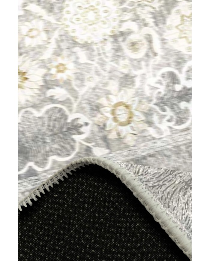 Aylaza Desenli Pamuk Tabanlı Yıkanabilen Kaymaz Antibakteriyel Şönil Salon Halısı