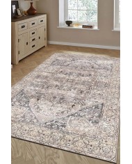 Ayralfa Desenli Pamuk Tabanlı Yıkanabilen Kaymaz Antibakteriyel Şönil Salon Halısı