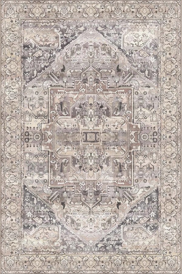 Ayralfa Desenli Pamuk Tabanlı Yıkanabilen Kaymaz Antibakteriyel Şönil Salon Halısı