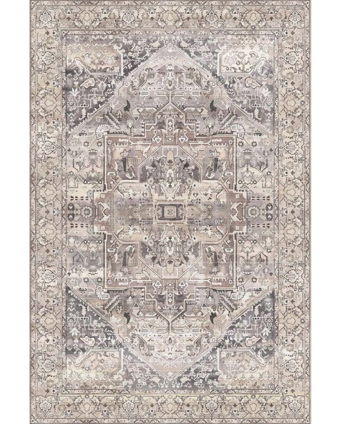 Ayralfa Desenli Pamuk Tabanlı Yıkanabilen Kaymaz Antibakteriyel Şönil Salon Halısı