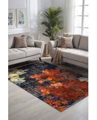 Ayris Desenli Pamuk Tabanlı Yıkanabilen Kaymaz Antibakteriyel Şönil Salon Halısı