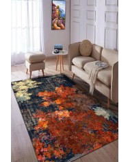 Ayris Desenli Pamuk Tabanlı Yıkanabilen Kaymaz Antibakteriyel Şönil Salon Halısı