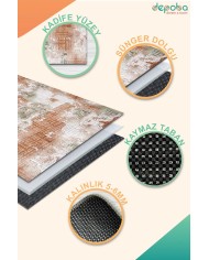 Marie Kadife Yıkanabilir Kaymaz Pamuk Tabanlı Antibakteriyel Salon Halısı