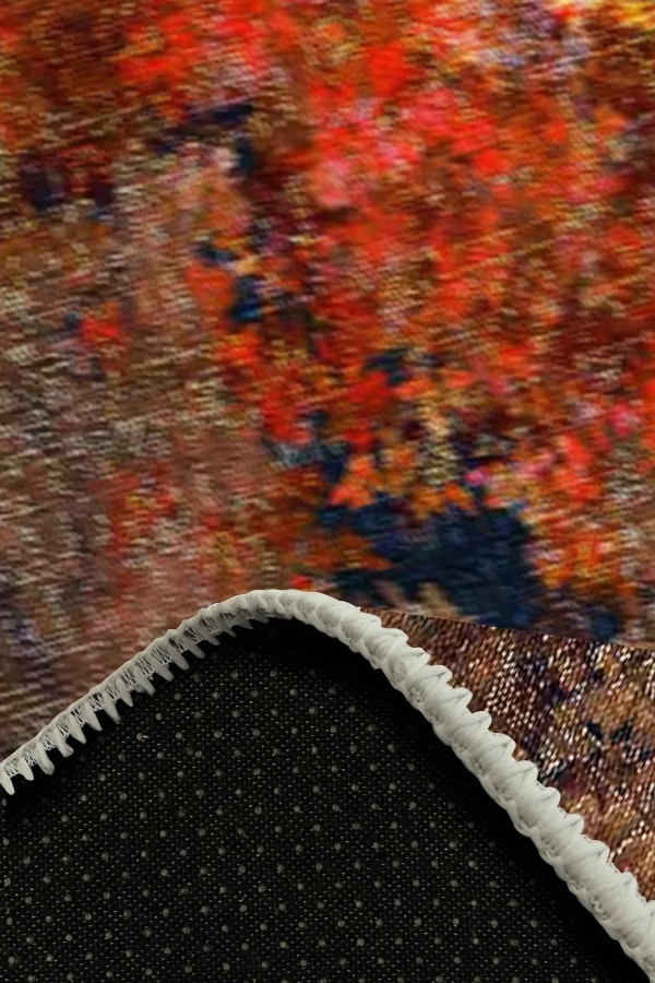 Ayris Desenli Pamuk Tabanlı Yıkanabilen Kaymaz Antibakteriyel Şönil Salon Halısı