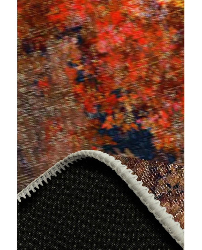 Ayris Desenli Pamuk Tabanlı Yıkanabilen Kaymaz Antibakteriyel Şönil Salon Halısı