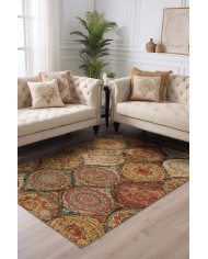 Azelya Desenli Pamuk Tabanlı Yıkanabilen Kaymaz Antibakteriyel Şönil Salon Halısı