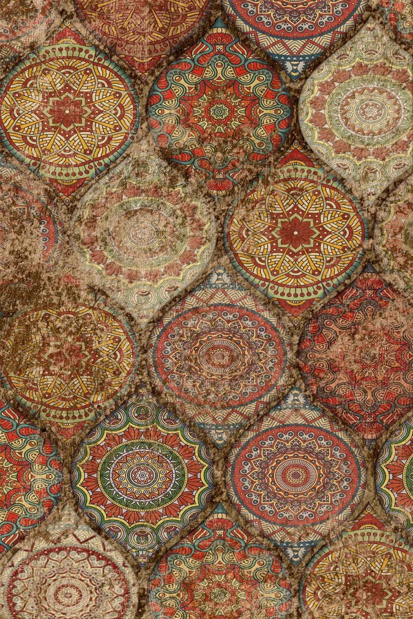 Azelya Desenli Pamuk Tabanlı Yıkanabilen Kaymaz Antibakteriyel Şönil Salon Halısı